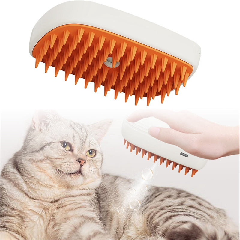 ✨ USB Rechargeable Pet Steam Grooming Brush – Gentle Care for Cats & Dogs