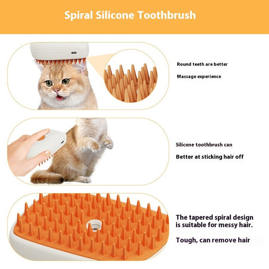✨ USB Rechargeable Pet Steam Grooming Brush – Gentle Care for Cats & Dogs