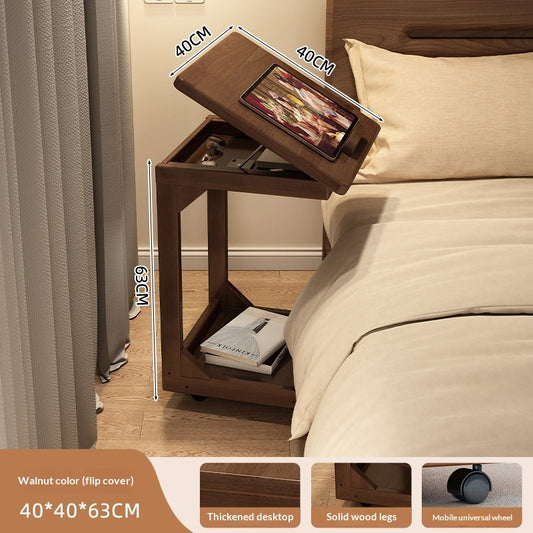 Rotating Wooden Coffee Table Multifunction Flip Top Side Table