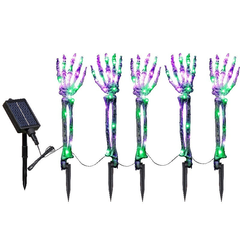 Solar Halloween Hand Bone Lights – Spooky Ground Plug Decoration (1 Drag 5 LED) ✨