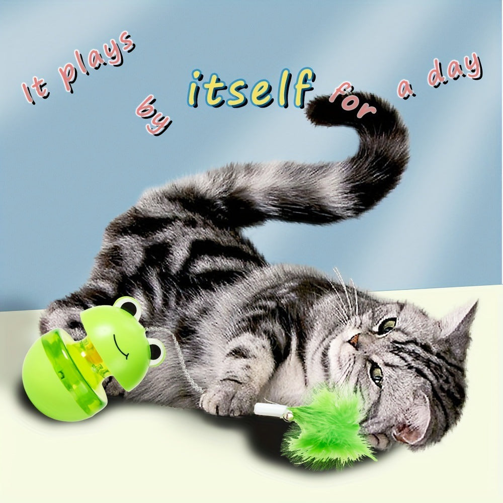 Interactive Cat Tumbler Toy – Feather & Frog Style