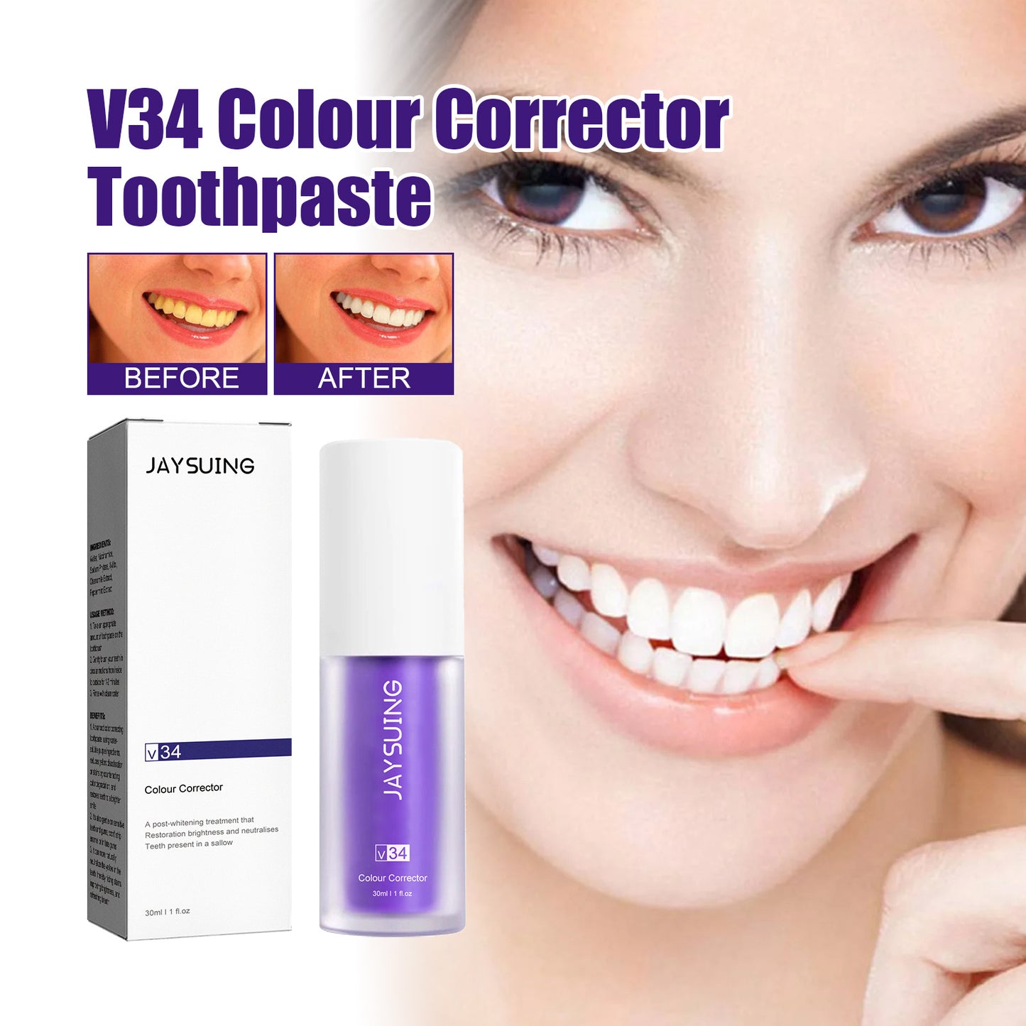 ✨ V34 Purple Toothpaste – Brighten Your Smile Naturally ✨