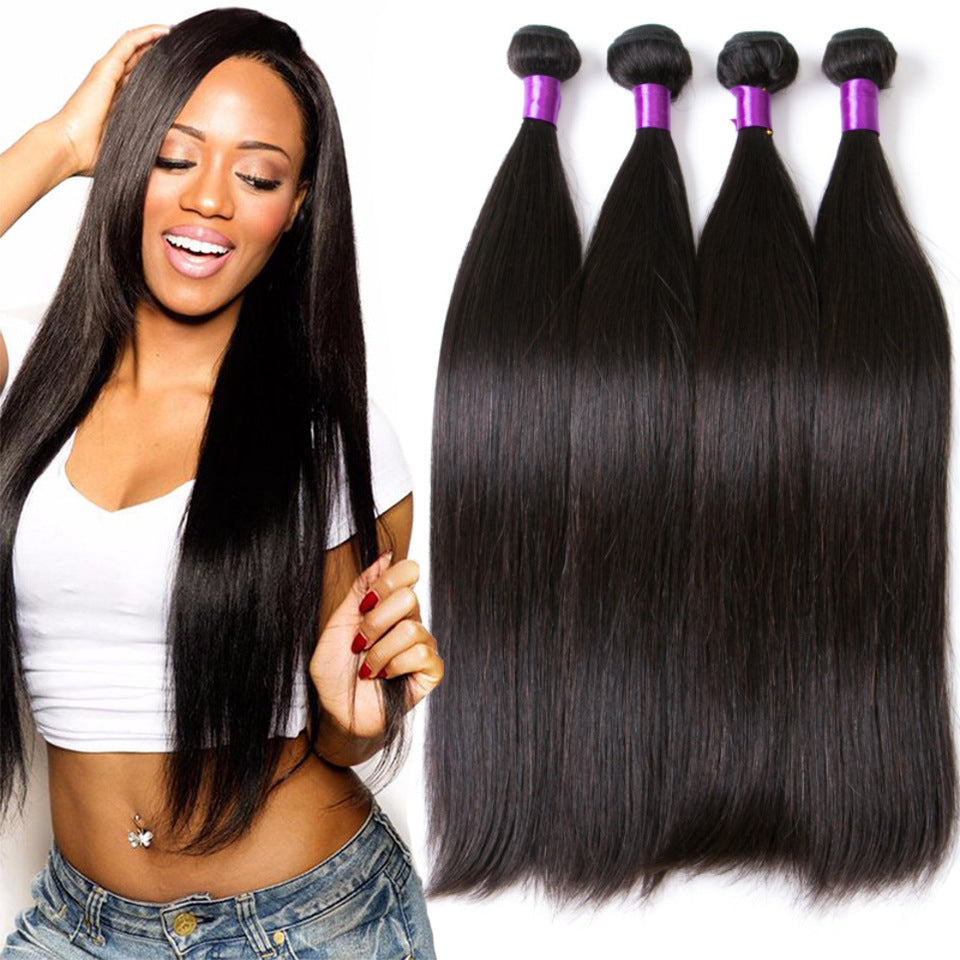 Brazilian Straight Human Hair Weave 100g Natural Black 1B Soft Silky Hair Extensions 8–30 Inch