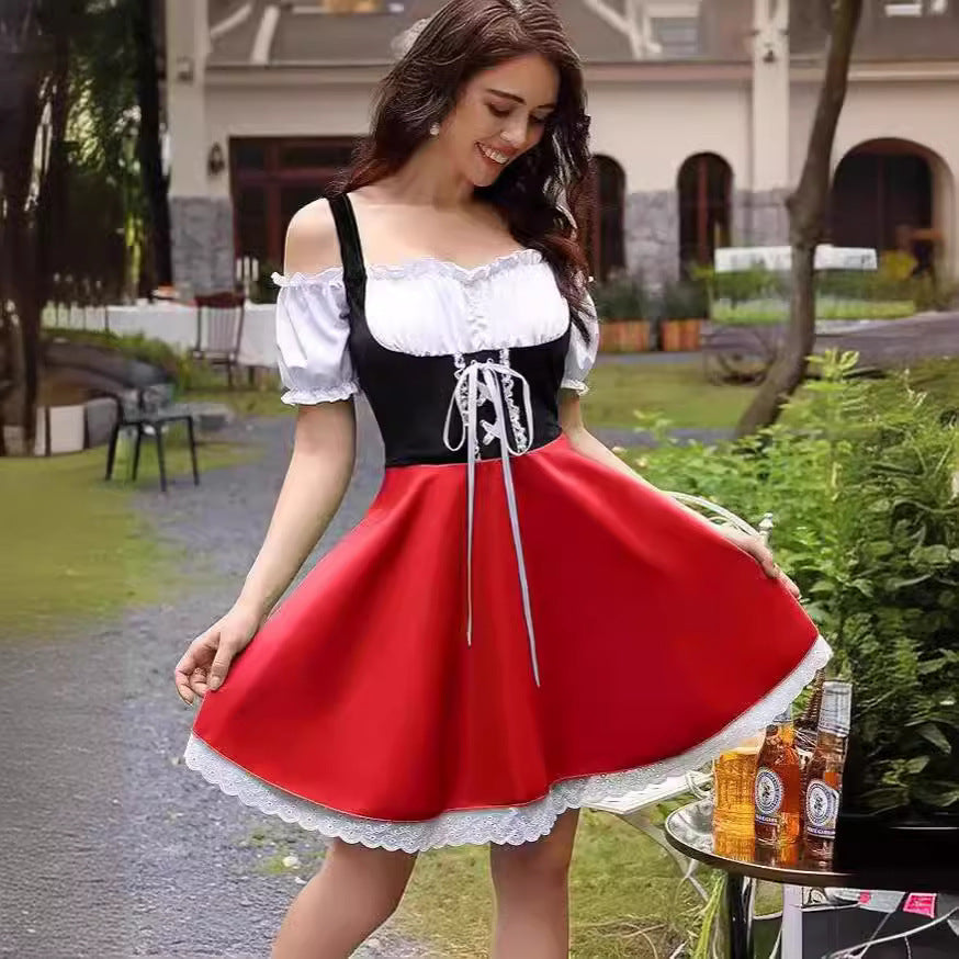 ✨ Elegant Stage Performance Dress – Vibrant Red & Green | Women’s Fashion (S–XXXL)