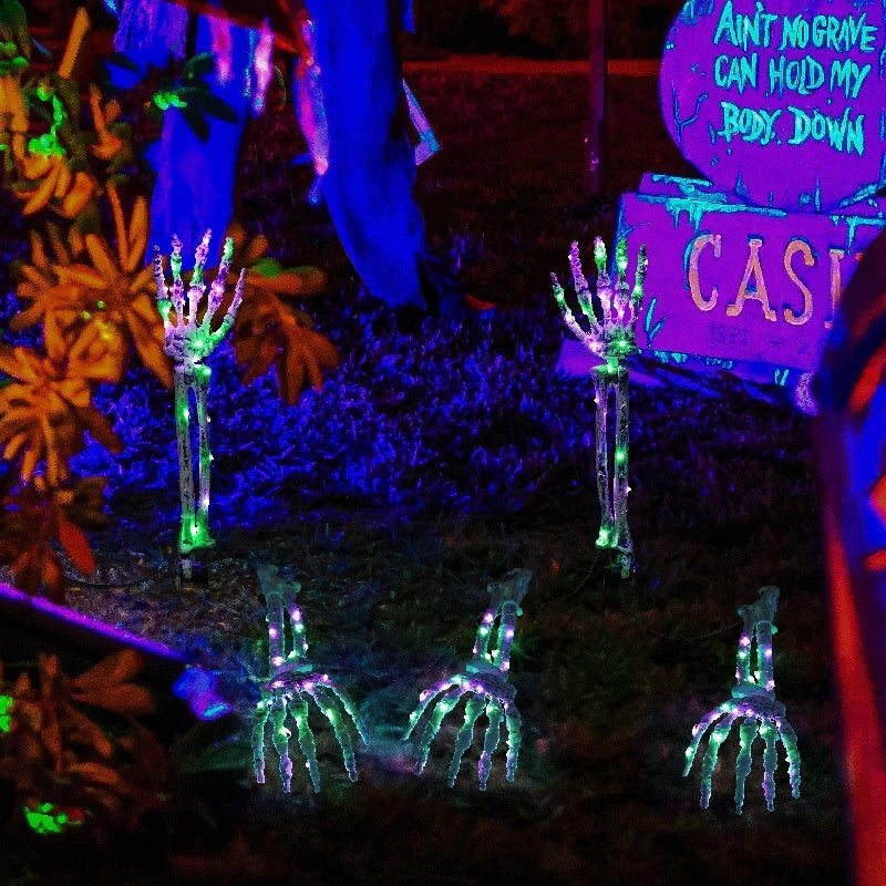 Solar Halloween Hand Bone Lights – Spooky Ground Plug Decoration (1 Drag 5 LED) ✨