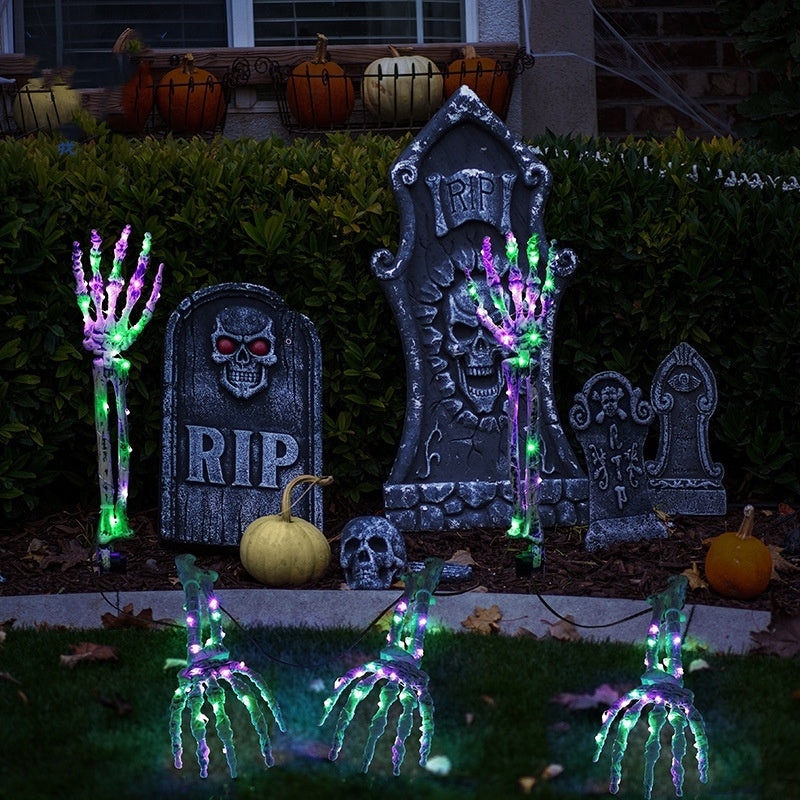 Solar Halloween Hand Bone Lights – Spooky Ground Plug Decoration (1 Drag 5 LED) ✨