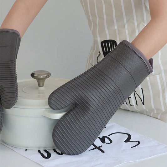 Silicone Heat Resistant Oven Gloves Non-Slip Thermal Insulation Kitchen Gloves BBQ Cooking Mitt