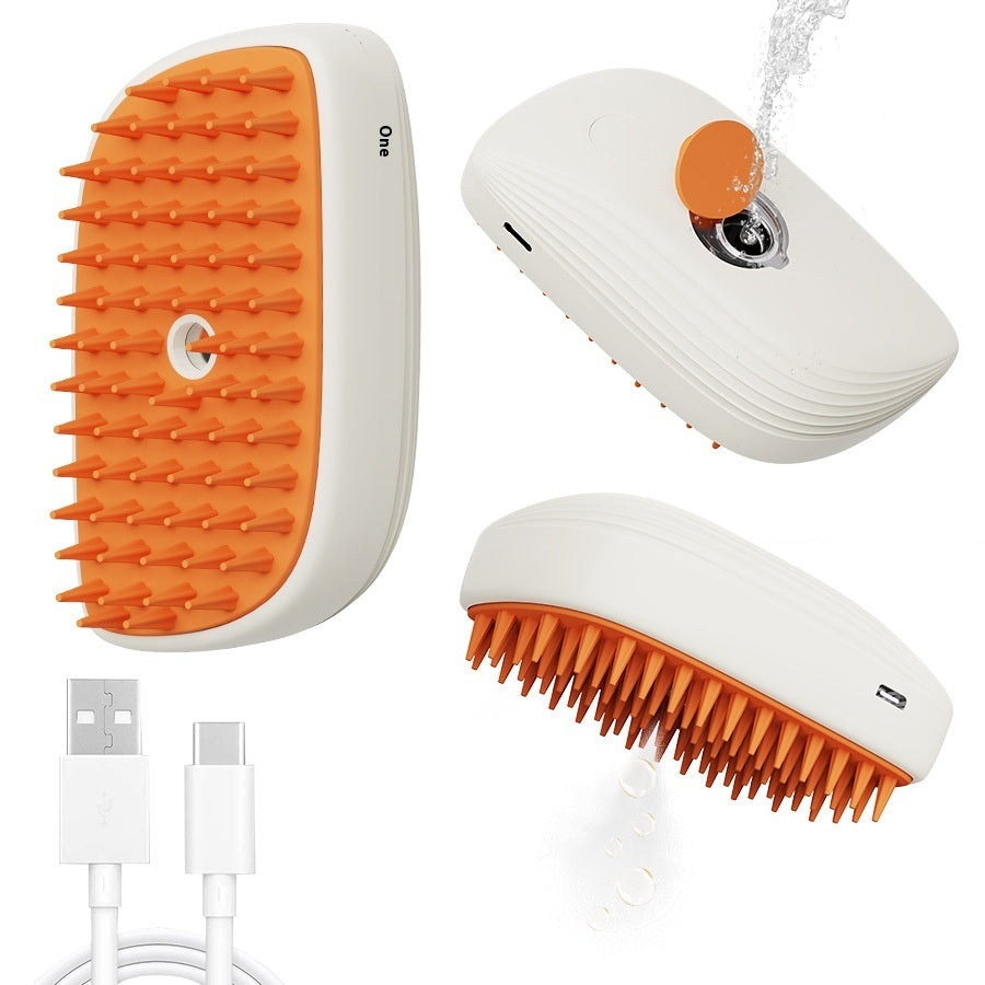 ✨ USB Rechargeable Pet Steam Grooming Brush – Gentle Care for Cats & Dogs