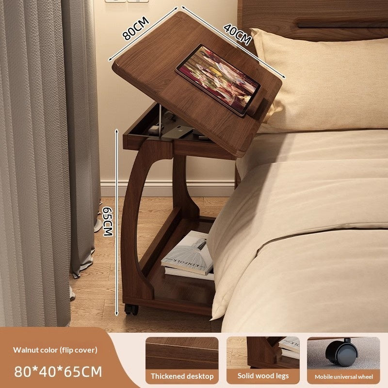 Rotating Wooden Coffee Table Multifunction Flip Top Side Table