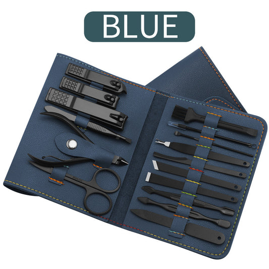 16 Piece Manicure Pedicure Kit Professional Nail Care Set Stainless Steel Grooming Tools with PU Leather Case