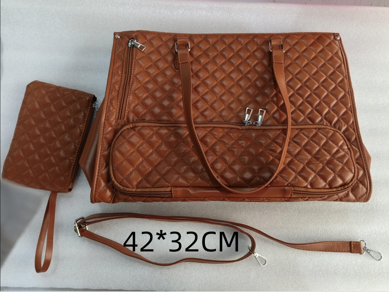 2-in-1 Quilted Women’s Tote Bag with Insulated Lunch Compartment & Matching Wallet | Stylish Laptop & Work Bag