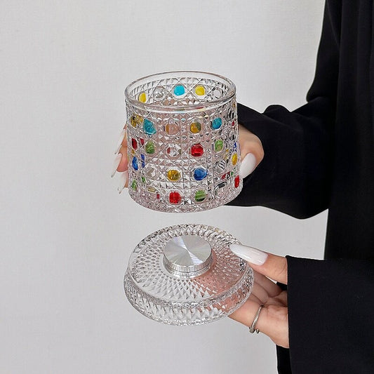 Hand-Blown Glass Beer Cup – Painted “Rattan” Style with Base (201–300ml)