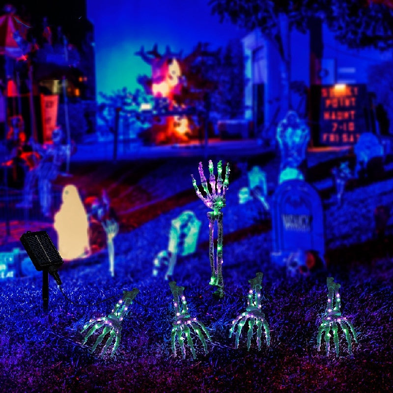 Solar Halloween Hand Bone Lights – Spooky Ground Plug Decoration (1 Drag 5 LED) ✨