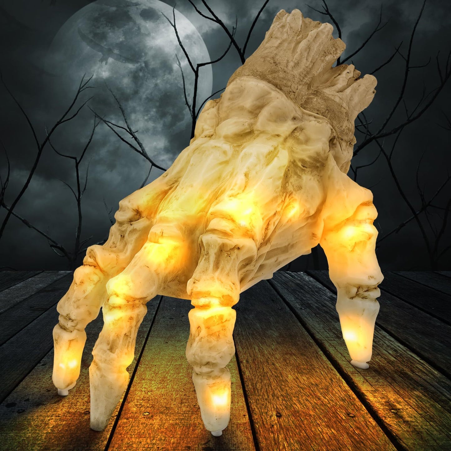 ️ Glowing Walking Zombie Hand – Sound & Touch Activated Halloween Prop