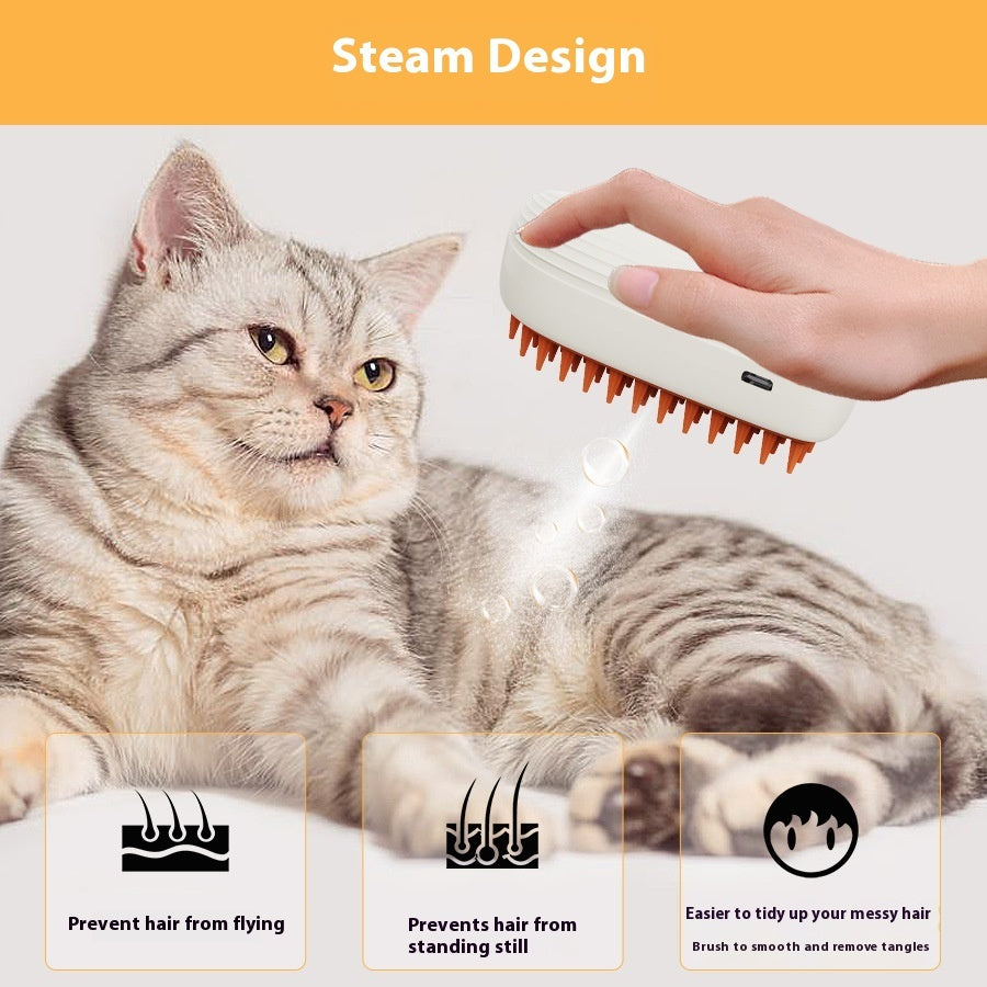 ✨ USB Rechargeable Pet Steam Grooming Brush – Gentle Care for Cats & Dogs
