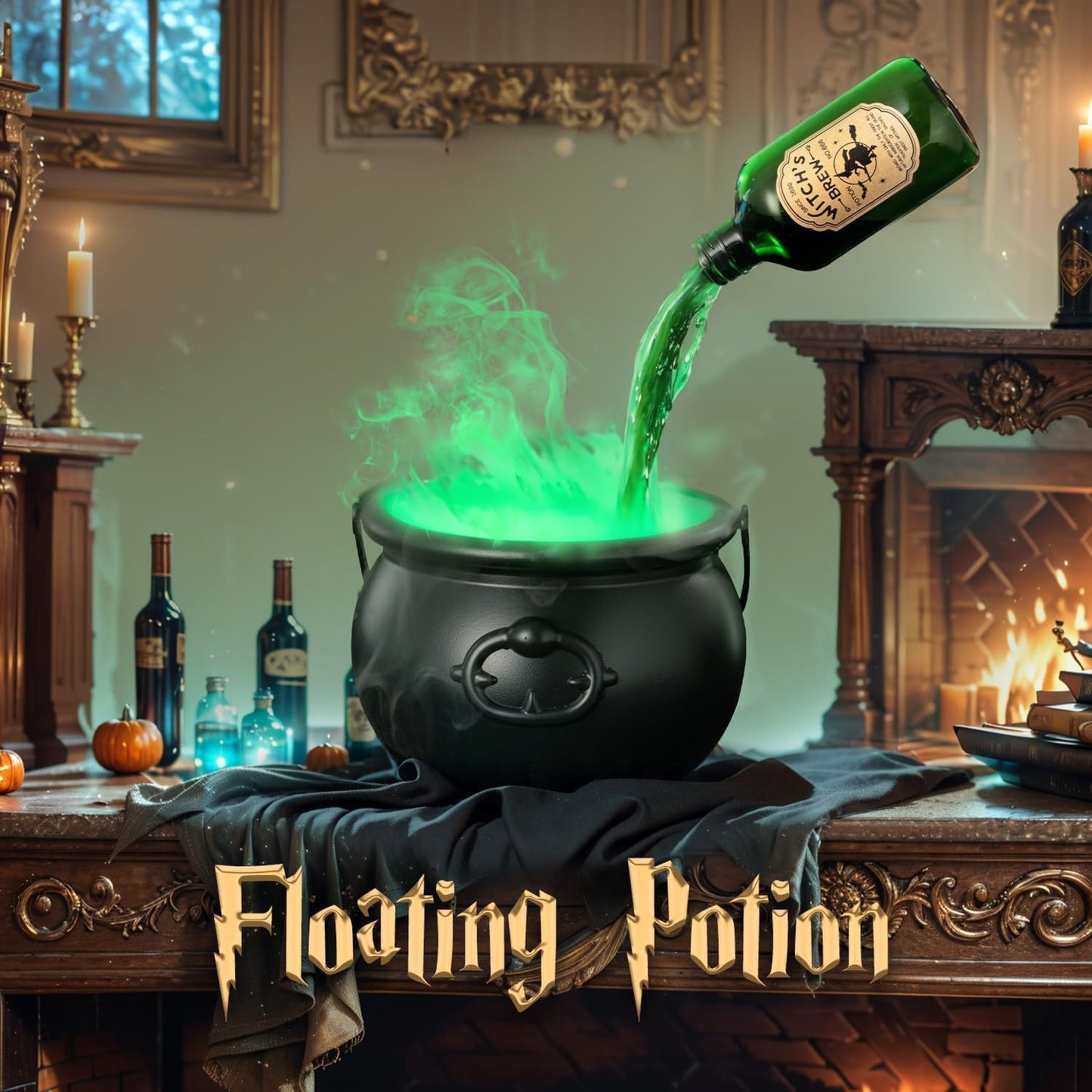 ♀️✨ Floating Potion Cauldron – Spooky Halloween Fog Decoration