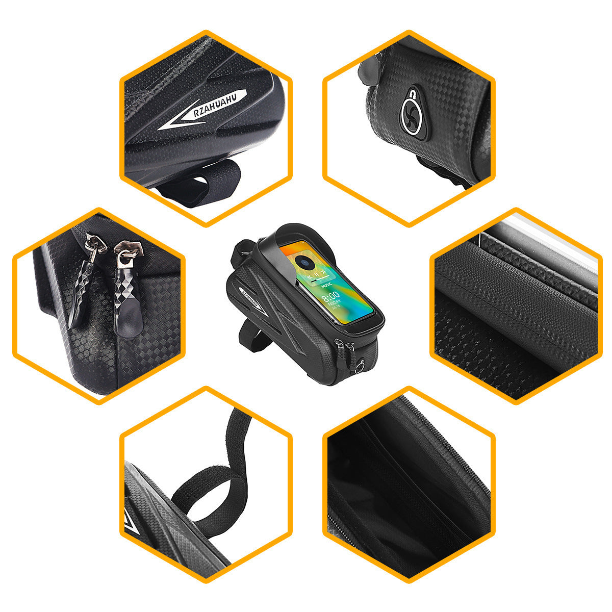 Waterproof Bicycle Phone Bag with Touchscreen Window | 1.5L Storage Hard Shell Handlebar Bag