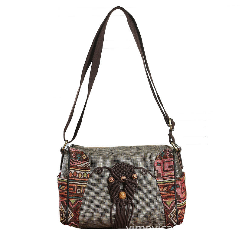 Vintage Canvas Crossbody Bag In Chinese Style