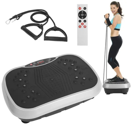 Vibration Plate Exercise Machine Whole Body Fitness Platform with Remote 120 Speed Levels Resistance Bands Home Workout Trainer