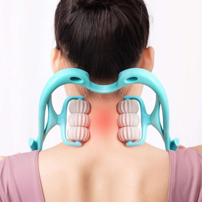 6-Roller Cervical Neck & Body Massager with Jade Scraping Board