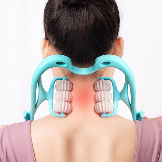 6-Roller Cervical Neck & Body Massager with Jade Scraping Board