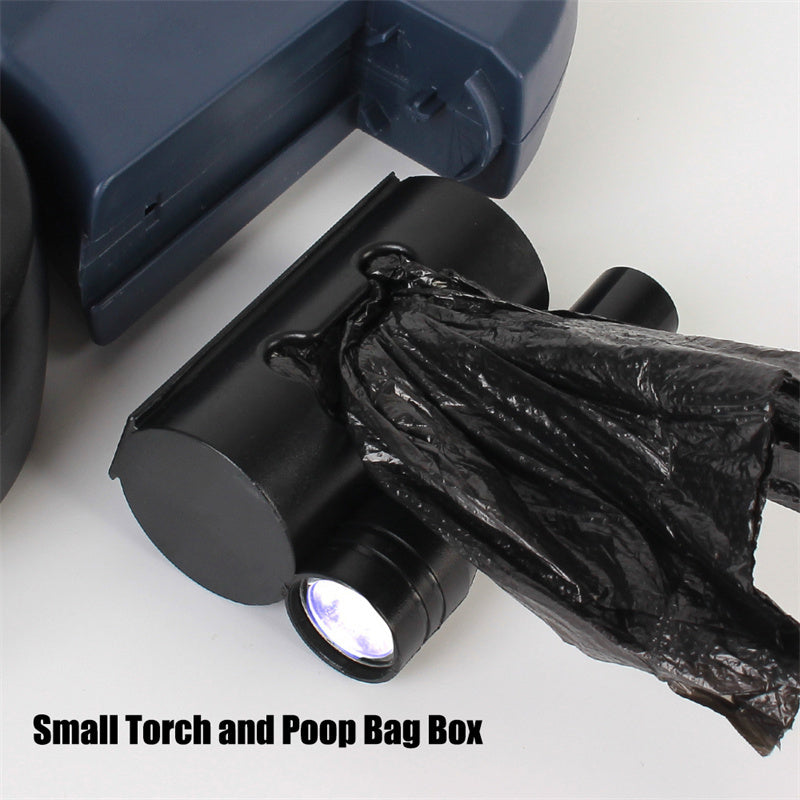 Dual Retractable Dog Leash with Flashlight & Poop Bag Holder