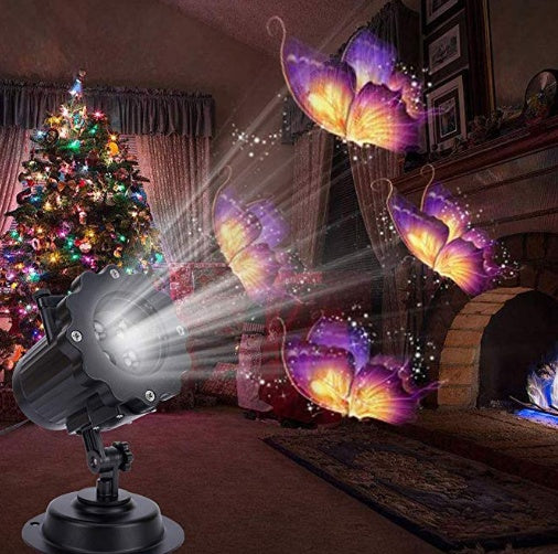 ✨ Holiday LED Projection Lamp – 12 Slide Patterns for Indoor & Outdoor Décor