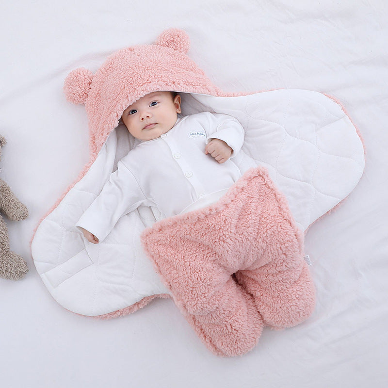 Cozy Baby Wrap Blanket – Soft Cotton Blend | Newborn Swaddle for 3M–9M | Warm, Breathable & Adorable Design