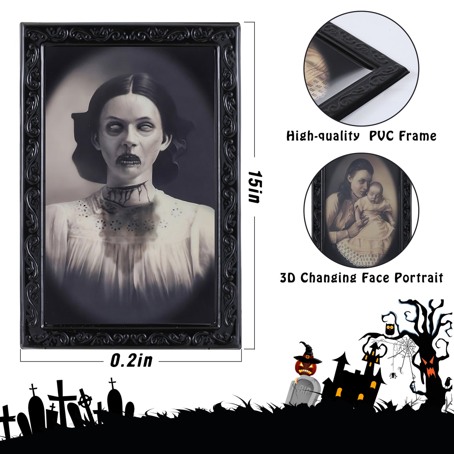 3D Haunted Photo Frame – Spooky Halloween Decoration ️