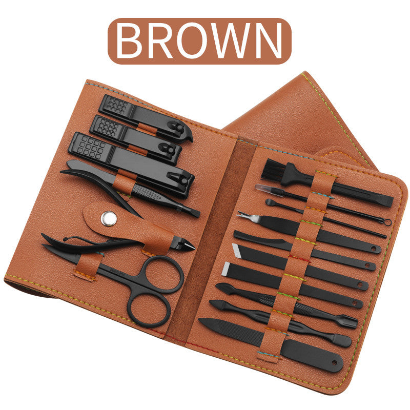 16 Piece Manicure Pedicure Kit Professional Nail Care Set Stainless Steel Grooming Tools with PU Leather Case