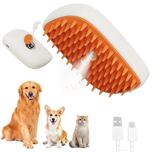 ✨ USB Rechargeable Pet Steam Grooming Brush – Gentle Care for Cats & Dogs
