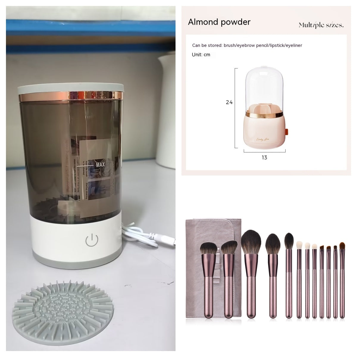 Electric Makeup Brush Cleaner – USB Rechargeable Spinner
