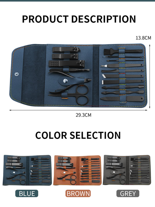 16 Piece Manicure Pedicure Kit Professional Nail Care Set Stainless Steel Grooming Tools with PU Leather Case