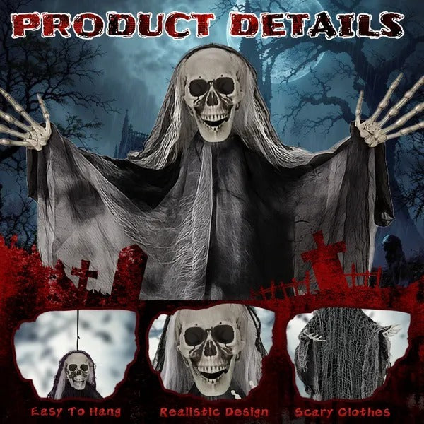 3-Pack Hanging Grim Reaper Halloween Decorations – Creepy Skeleton Ghosts