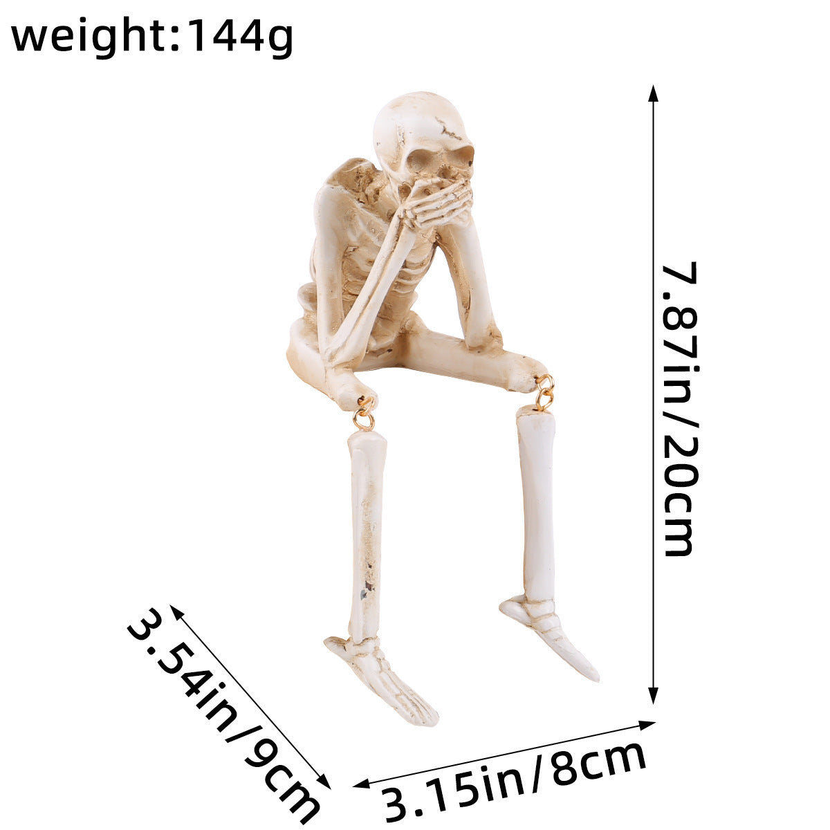 Halloween Resin Skeleton Ornament – Hear No Evil, See No Evil, Speak No Evil Decoration