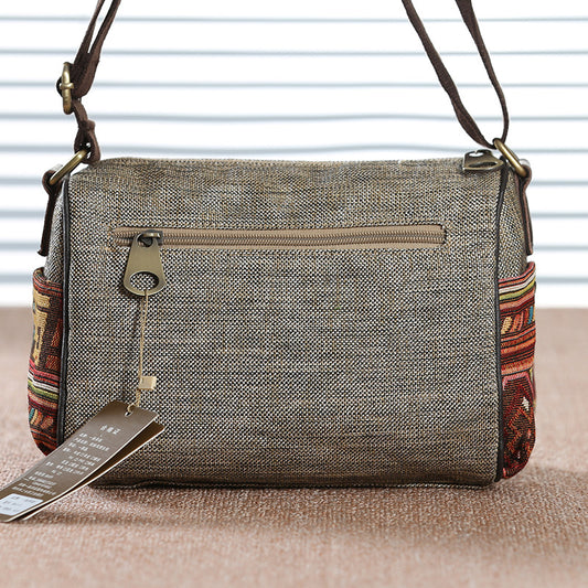 Vintage Canvas Crossbody Bag In Chinese Style