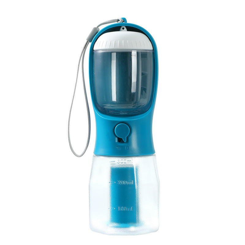 3-in-1 Pet Travel Water Bottle – Water, Food & Waste Bag Dispenser