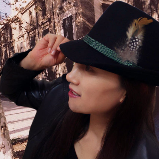 Elegant Wool Bow Top Hat for Women – Vintage Flat Brim Fedora (M, Multiple Colors)