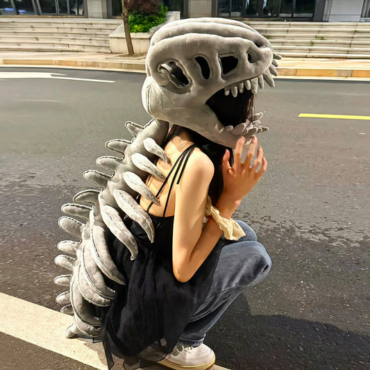 Dinosaur Skeleton Plush Headgear – Fun Cosplay for Kids & Adults ✨