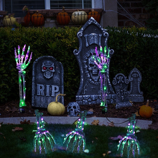 Solar Halloween Hand Bone Lights – Spooky Ground Plug Decoration (1 Drag 5 LED) ✨