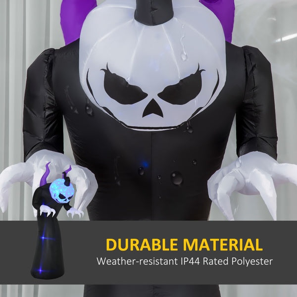 8ft Inflatable Halloween Skeleton Ghost with LED Lights & Blue Flame Effect