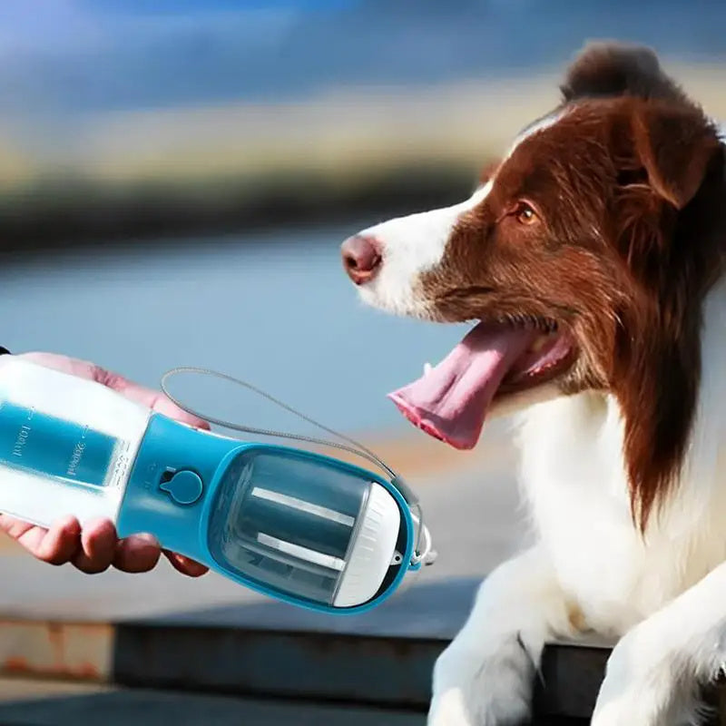 3-in-1 Pet Travel Water Bottle – Water, Food & Waste Bag Dispenser