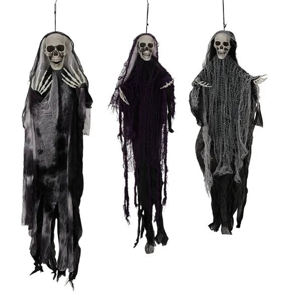 3-Pack Hanging Grim Reaper Halloween Decorations – Creepy Skeleton Ghosts