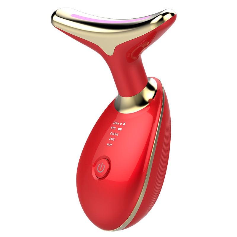 3-Color LED Neck & Face Massager ES-1081 Microcurrent EMS Beauty Device Skin Tightening Anti-Aging Wrinkle Remover USB Rechargeable