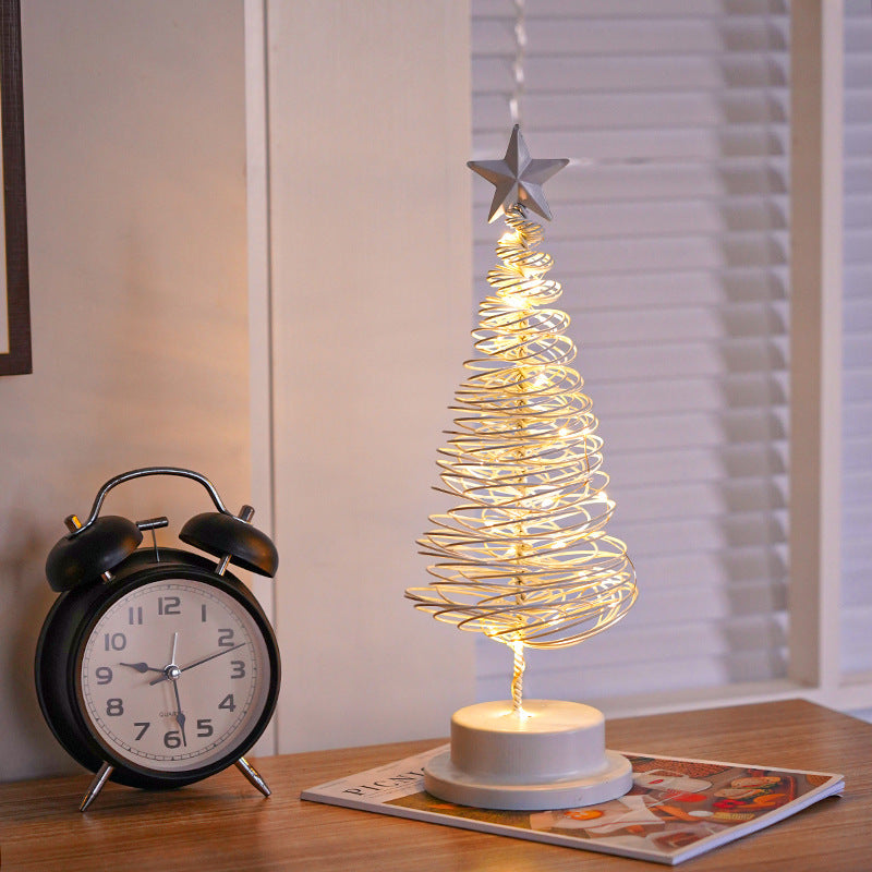Traditional LED Metal Christmas Tree – Festive Tabletop Decoration