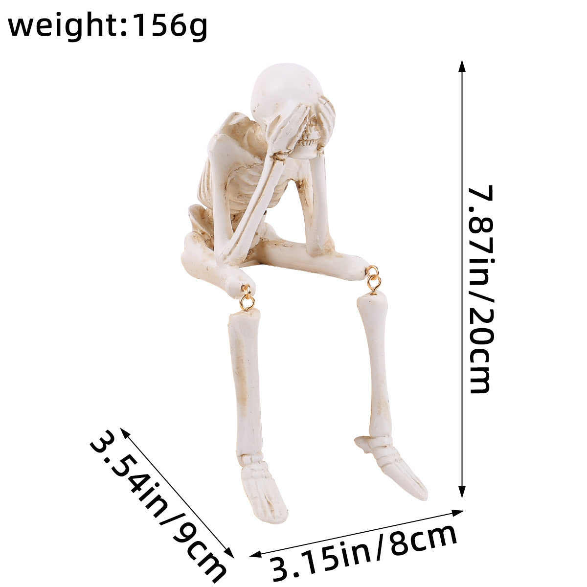 Halloween Resin Skeleton Ornament – Hear No Evil, See No Evil, Speak No Evil Decoration