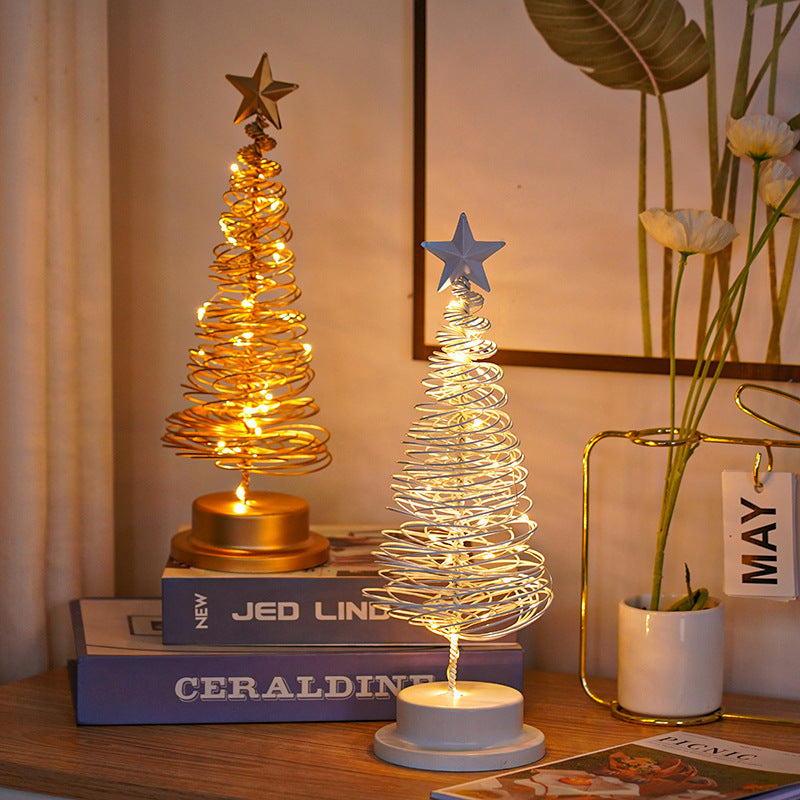 Traditional LED Metal Christmas Tree – Festive Tabletop Decoration