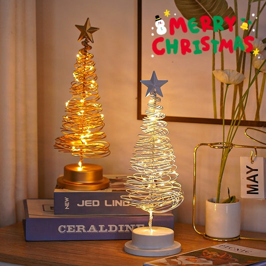 Traditional LED Metal Christmas Tree – Festive Tabletop Decoration