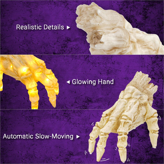 ️ Glowing Walking Zombie Hand – Sound & Touch Activated Halloween Prop