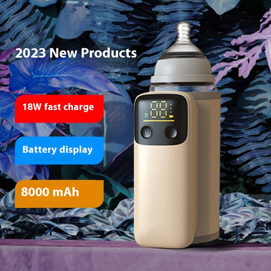 Portable Baby Bottle Warmer 8000mAh Fast Charging Milk Bottle Insulation Sleeve USB Rechargeable Travel Breast Milk Heater